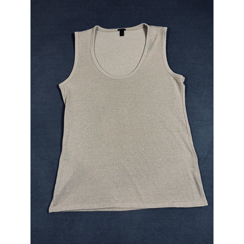 J.Crew Tank Top Womens Size M Gold Metallic Knit Sleeveless Scoop Neck